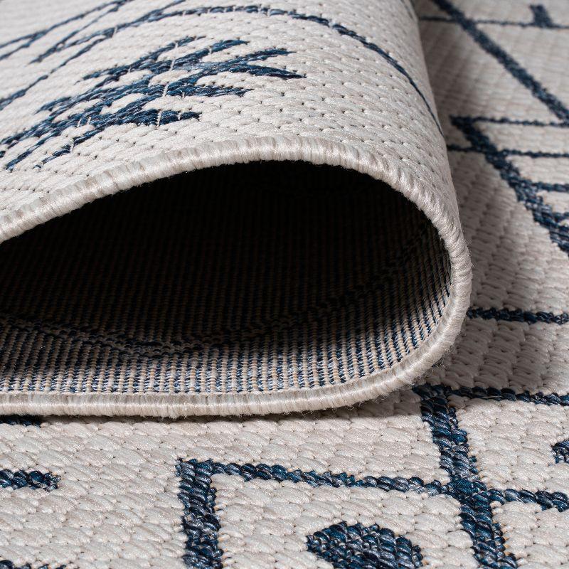 4'x6' Boho Moroccan Indoor/Outdoor Area Rug, Ivory/Navy - JONATHAN Y