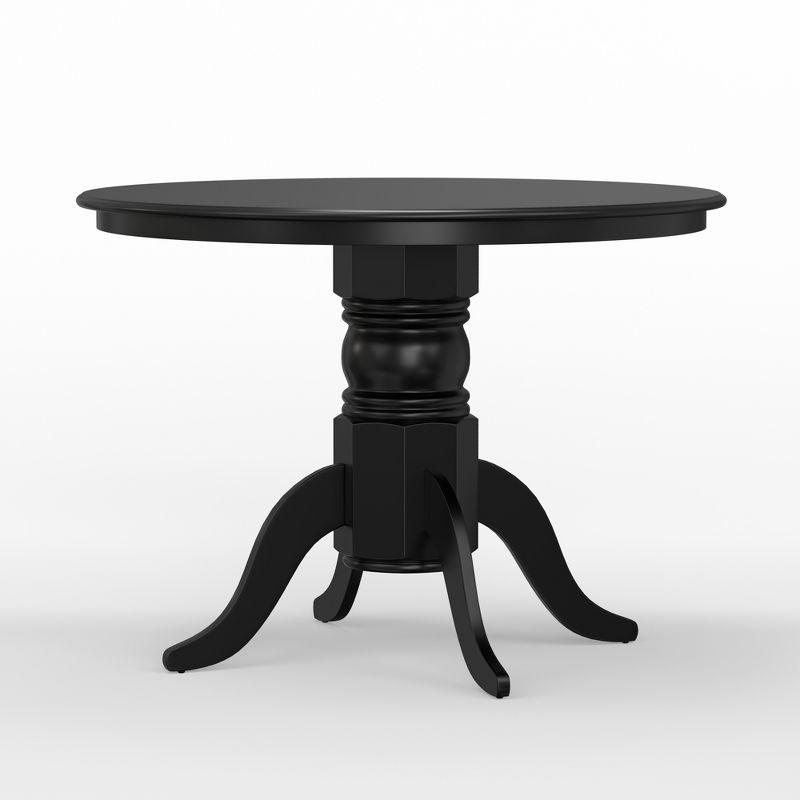 Elegant 42" Black Round Solid Wood Pedestal Dining Table