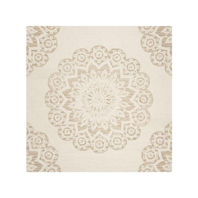 Blossom BLM108 Hand Tufted Indoor Area Rug - Ivory/Beige - 6'x6' - Safavieh