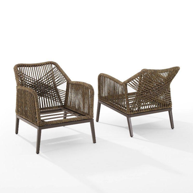 Haven 2pc Outdoor Wicker Armchair Set: Light Gray, Weather-Resistant Cushions - Crosley