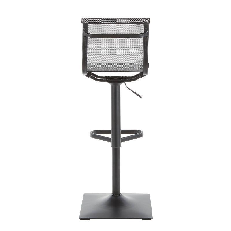 Mirage Contemporary Adjustable Swivel Barstool in Black and Silver Mesh