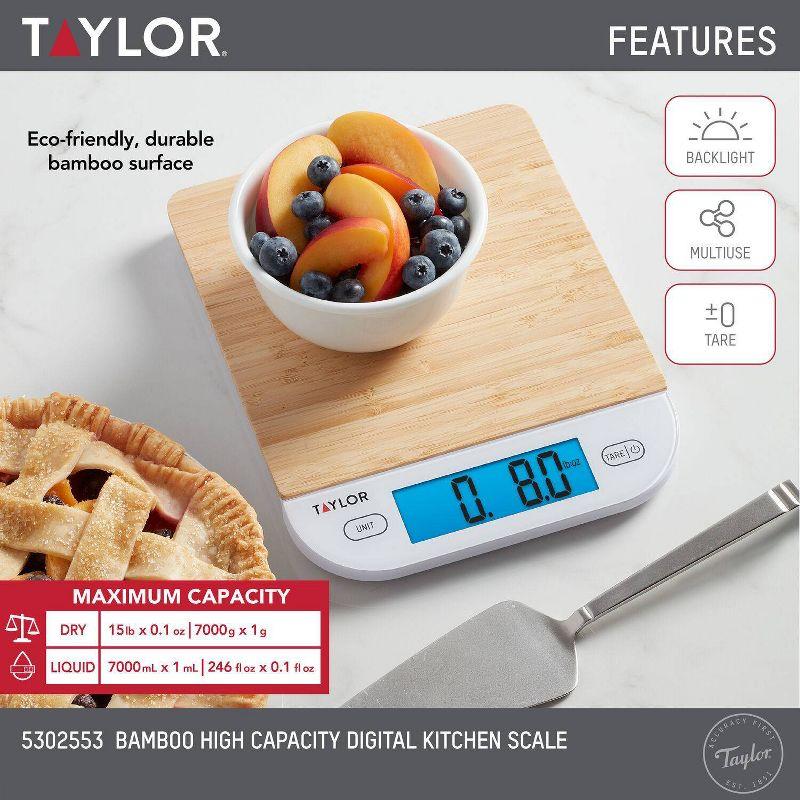 Taylor Digital Kitchen 15lb Food Scale Eco-Friendly Bamboo 