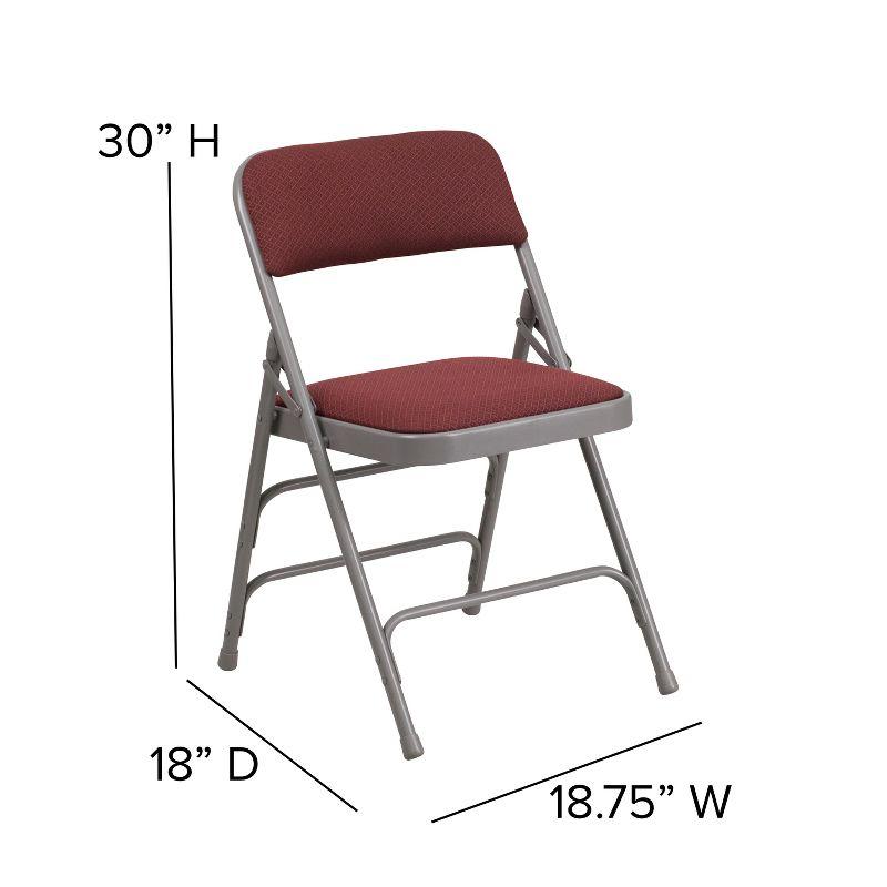 Burgundy Patterned Armless Metal Folding Chair Set