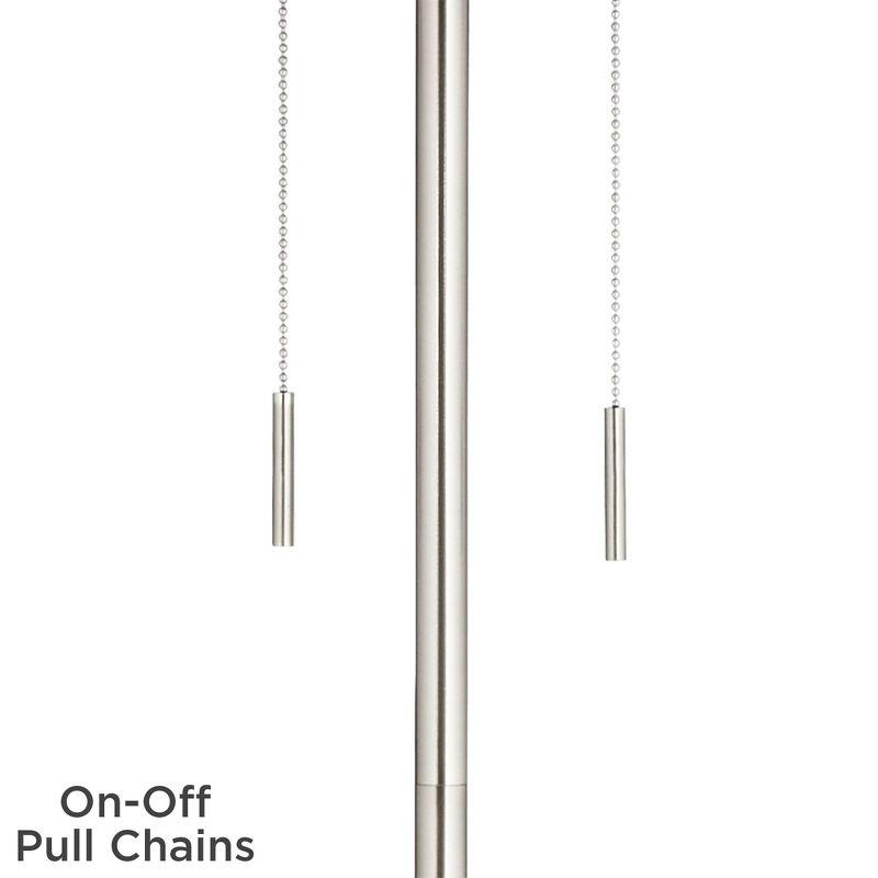 Chic Brushed Nickel 66" Floor Lamp with Natural Linen Shade
