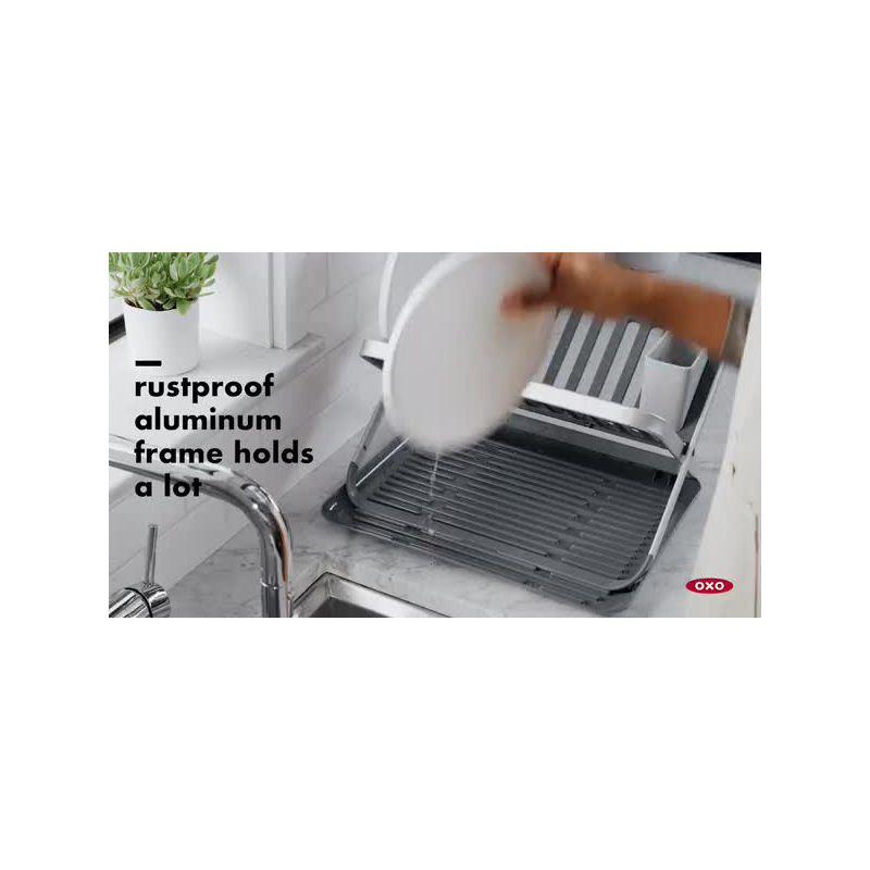 Compact Aluminum Foldable Dish Rack with Utensil Cup