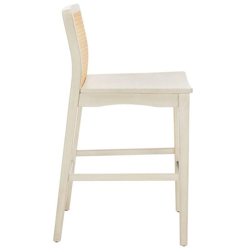 Coastal Charm White and Natural Rubberwood Barstool Set