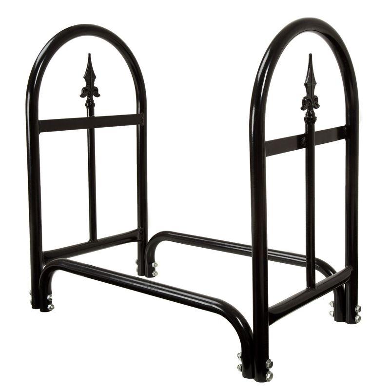 Nature Spring Indoor Arched Finial Firewood Storage Rack, Black