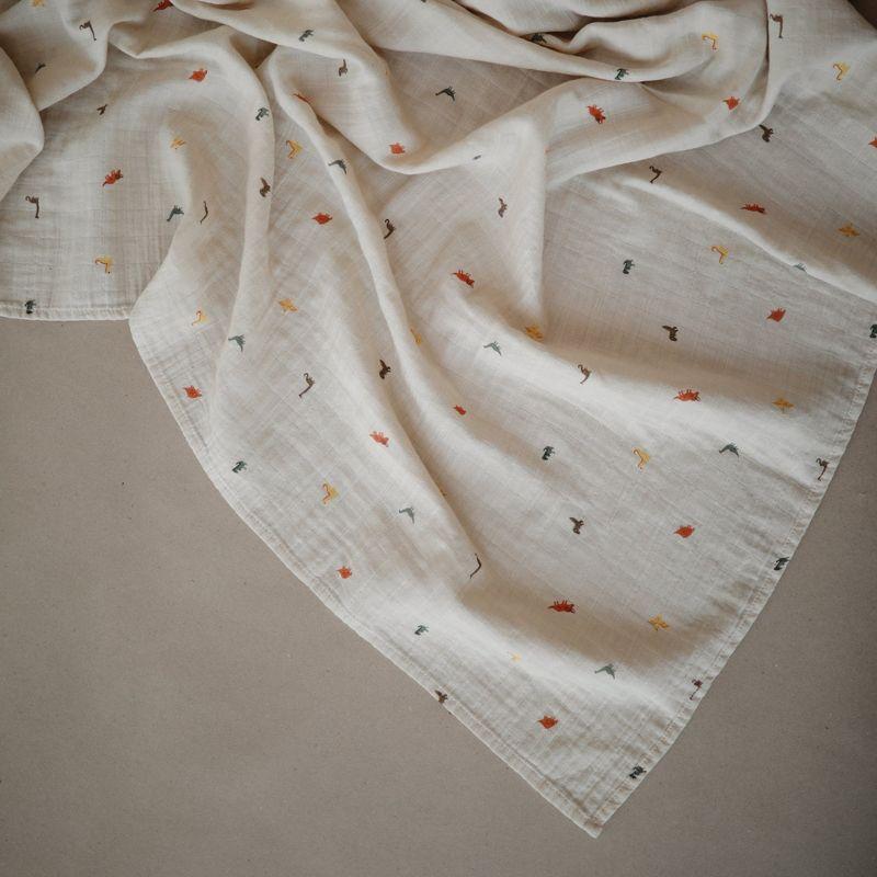 Organic Cotton Muslin Swaddle Blanket Natural Stripe One Size