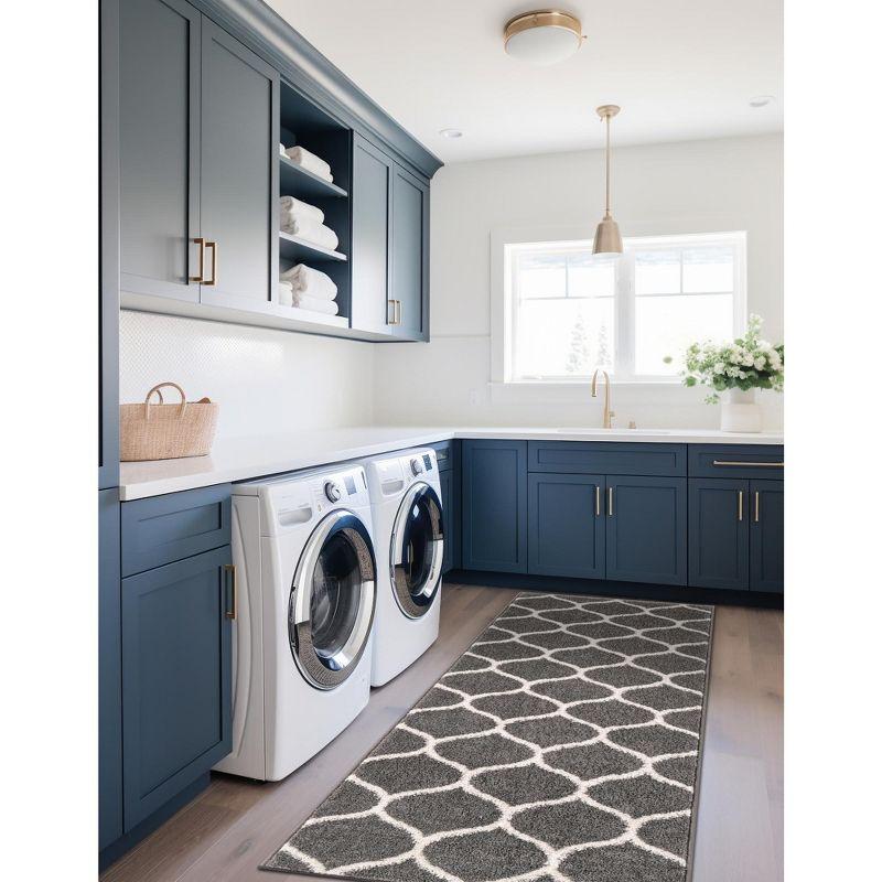 Unique Loom 2' 0 x 6' 0 Trellis Frieze Rounded Dark Gray Area Rug