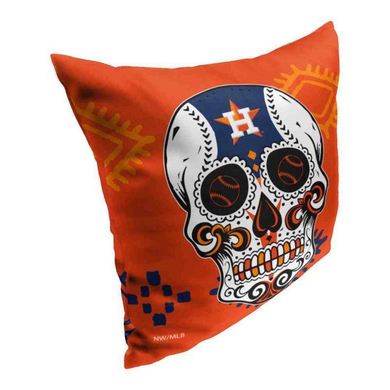 MLB Houston Astros Candy Skull Throw Pillow 18x18 Inches