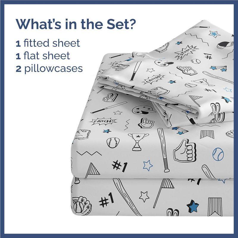 CGK Linens 4 Piece Kids Microfiber Sheet Set - Wrinkle Free - Cute, Cozy, Soft
