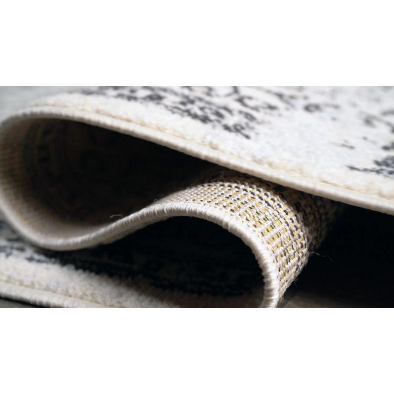 3'x5' Ferro Filigree Charcoal Black and White Area Rug, Cream/Blue - JONATHAN Y
