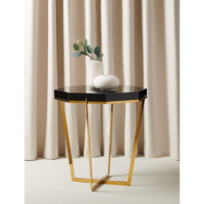 Danna Metal End Table - SFV3510A - Gold/Black - Safavieh Couture