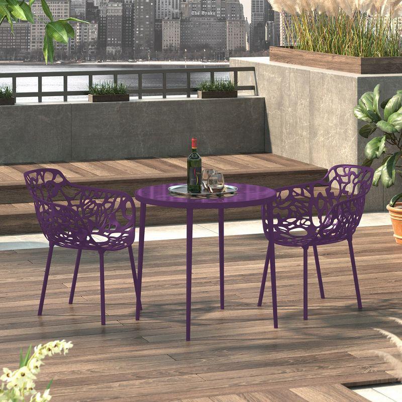 LeisureMod Devon Aluminum Stackable Outdoor Dining Armchair Set of 2