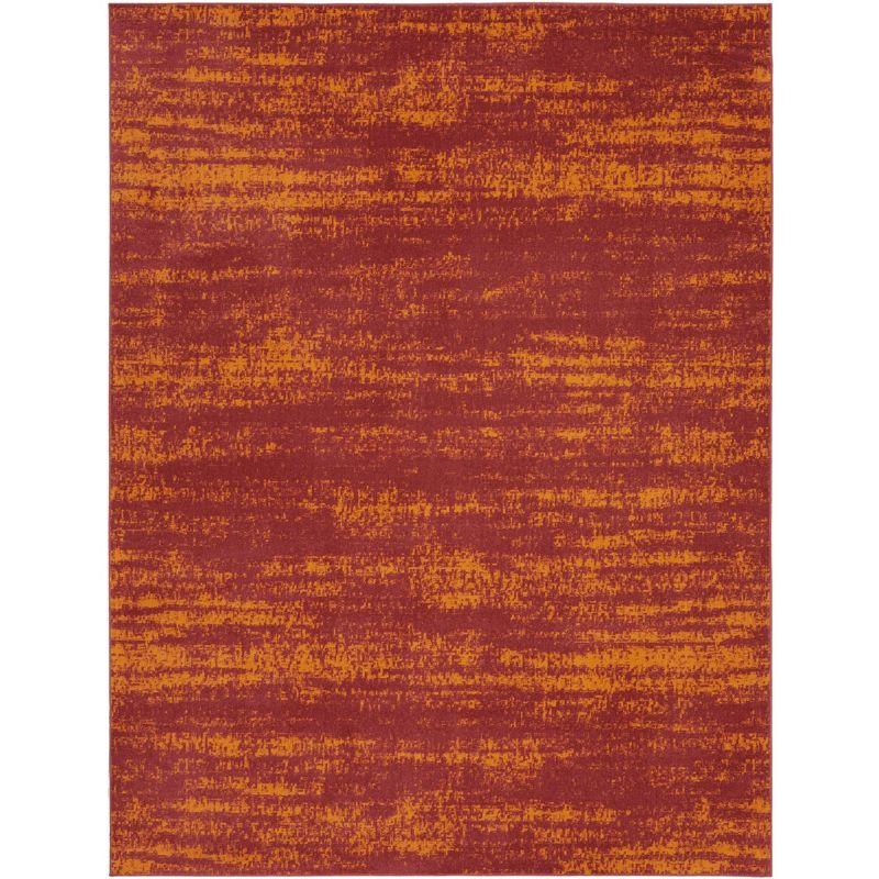 Reversible Red Abstract Synthetic Easy Care Rug 9 ft x 12 ft