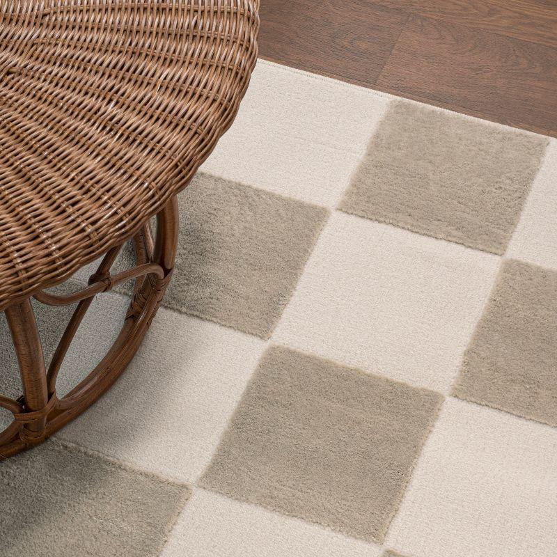 JONATHAN Y Thea Modern Geometric Checkerboard High-Low Beige/Cream 3 ft. x 5 ft. Area Rug