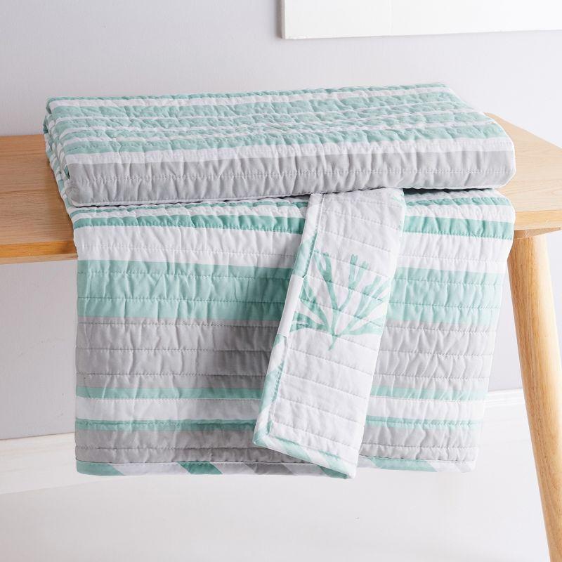 Truro Coastal Teal and Grey Reversible Cotton Throw