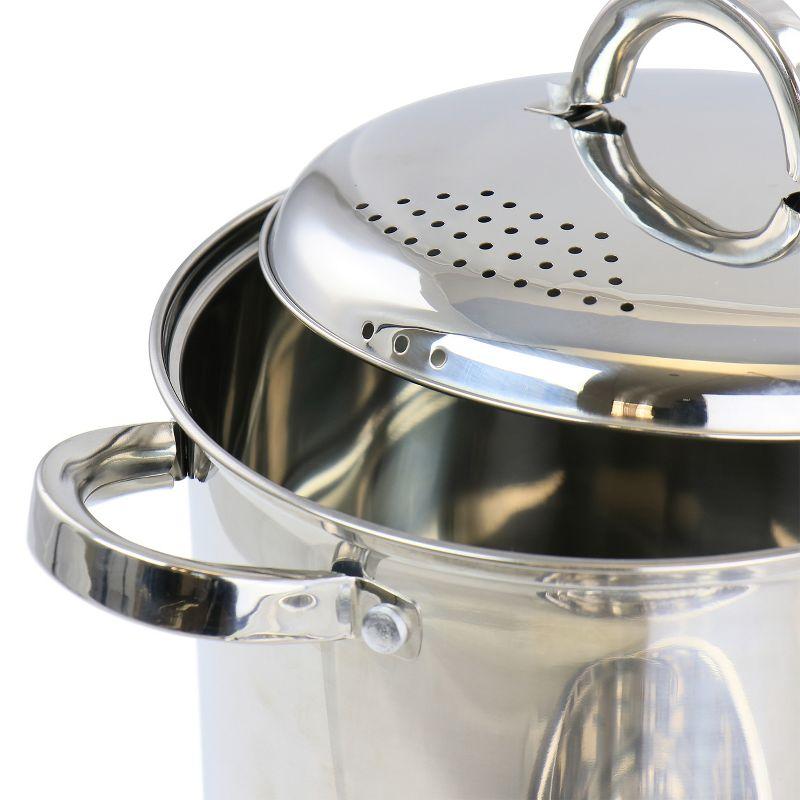 Stainless Steel 5-Quart Pasta Pot with Strainer Lid and Steamer Basket