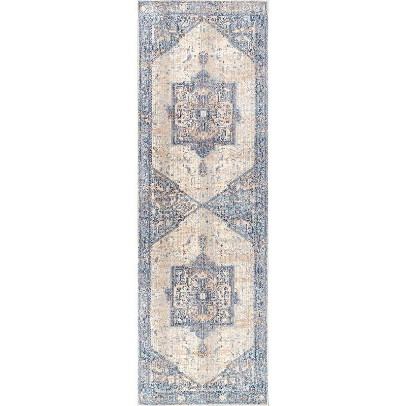 Nuloom Harriet Oriental/Persian 2x12 Runner Indoor Area Rug for Living Room Bedroom Dining Room Entryway Hallway Kitchen, Light Blue/Multicolor