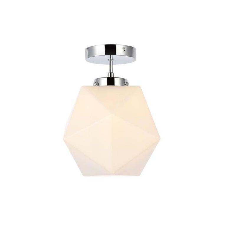 Elegant Lighting Lawrence 1 light chrome and white glass flush mount