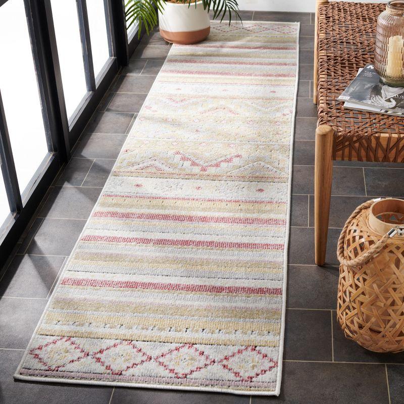 Ivory Beige Geometric Reversible Indoor/Outdoor Runner Rug