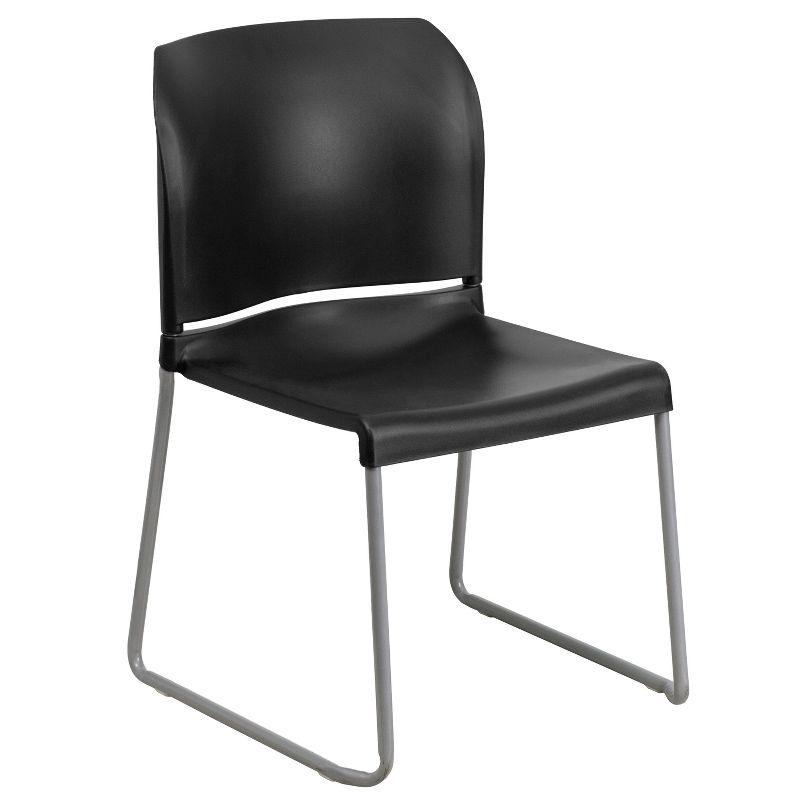 Modern Black Metal Stackable Chair with Polypropylene Seat