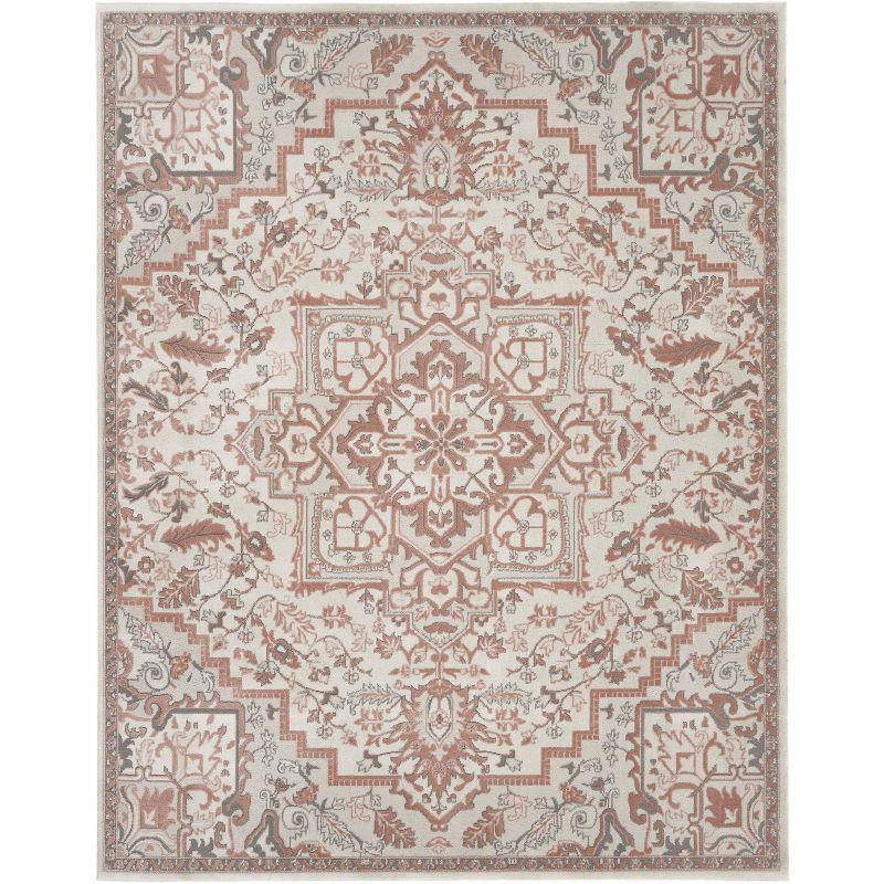 Nourison Elation Bohemian Medallion Indoor Rug Ivory Brick 7'10" x 9'10"