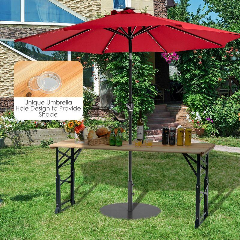 Costway 66.5" Outdoor Folding Wood Picnic Table Height Adjustable Metal Frame