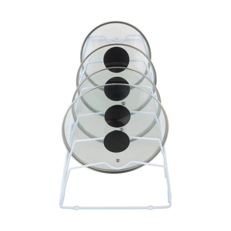 Organize It All Cabinet Door Lid Rack: Steel Kitchen Pot Rack, Under Cabinet Mount, White, 15.75" H x 18.11" D x 12.01" W