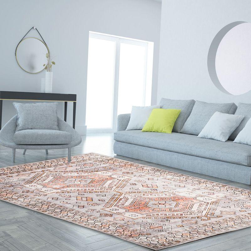 Nuloom Mae Motif Pet Friendly Machine Washable Area Rug, 4' x 6', Brick