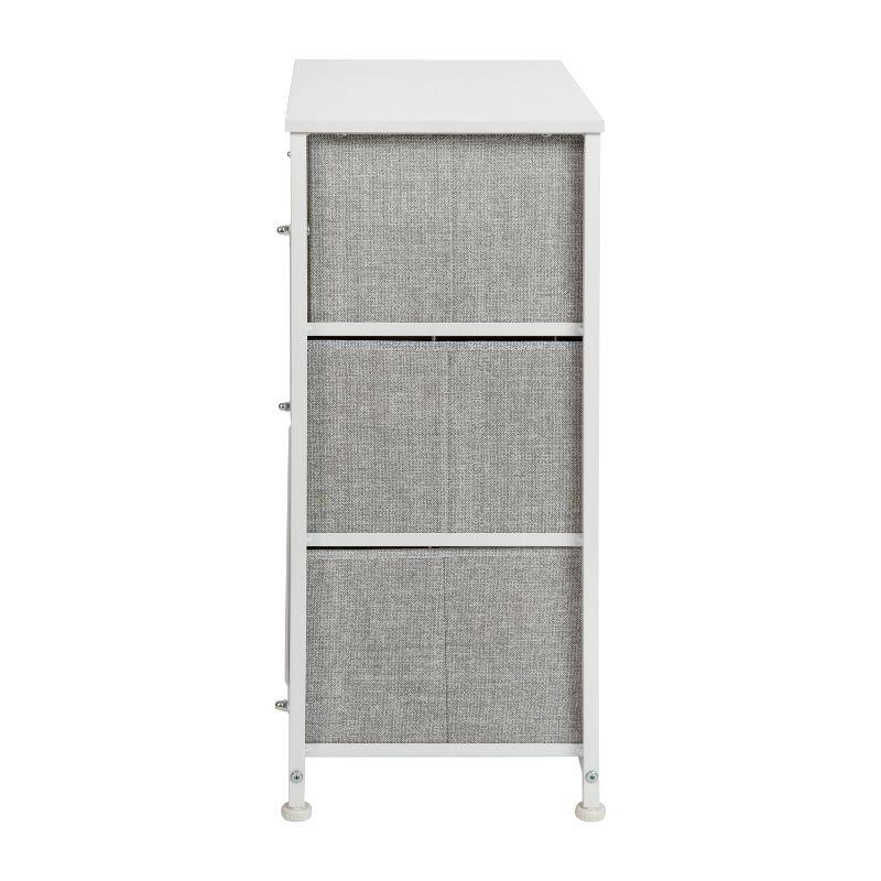 Flash Furniture Malone 3 Drawer Vertical Storage Dresser with Wood Top & Fabric Pull Drawers