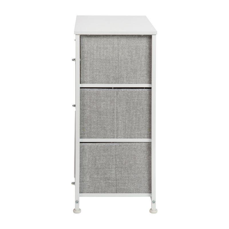 Malone 3 Drawer Vertical Storage Dresser with Wood Top & Fabric Pull Drawers