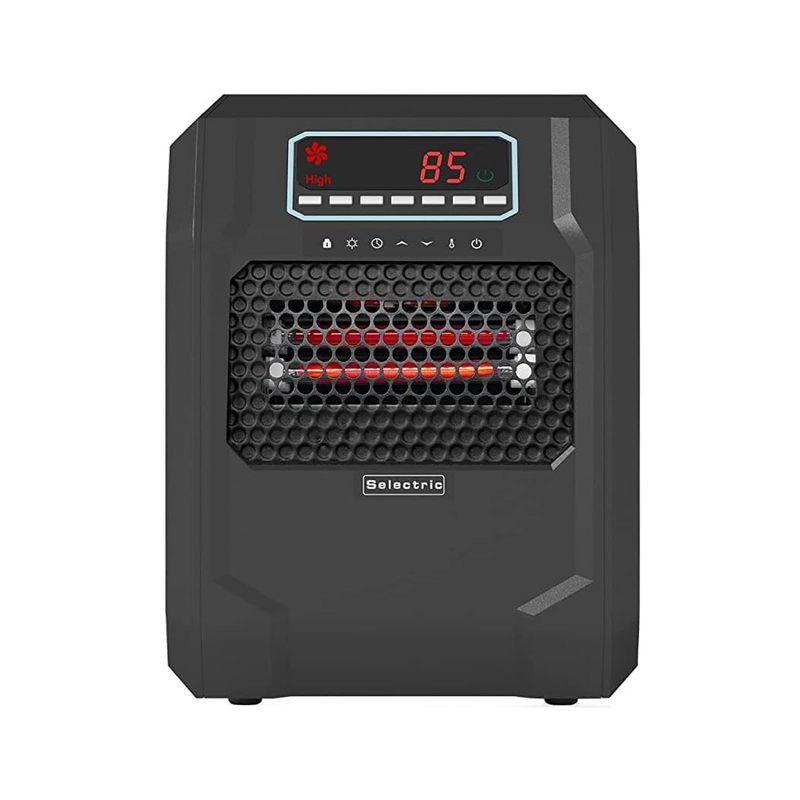 VOLTORB Freestanding Portable Electric Corded Space Heater with 6 Infrared Quartz Heat Element, LED Display, Remote Control & Fan Only Mode, Black