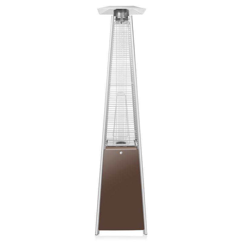 Casafield Outdoor Pyramid Patio Heater with Dancing Flame and Wheels in Mocha, Uses Standard 20lb LP Propane Gas Tank