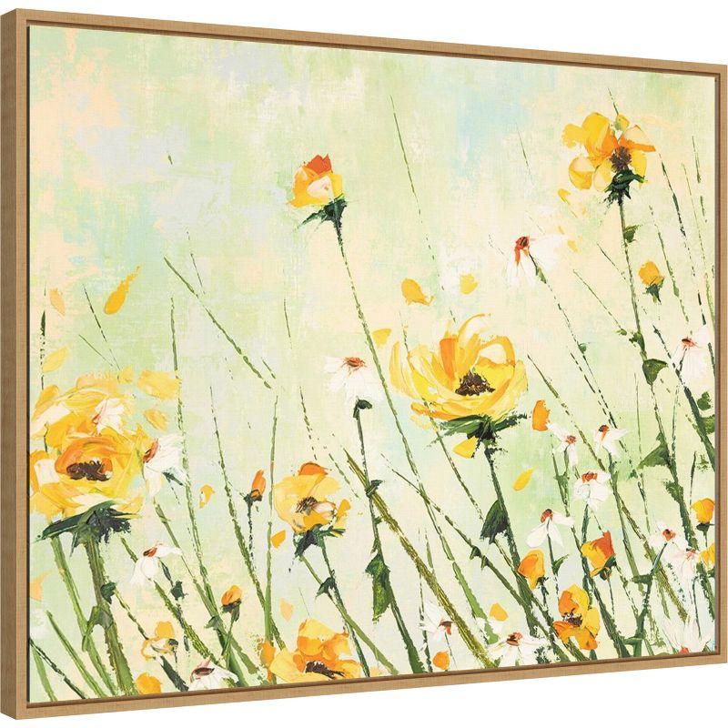 Amanti Art Chrysanthemum and Daisy Field by Emma Coghlan Canvas Wall Art Print Framed 28-in. x 23-in.