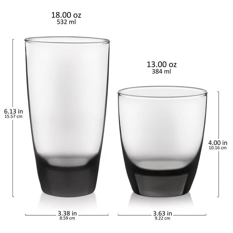 Libbey Classic Smoke 16 Piece Tumbler and Rocks Glass Set