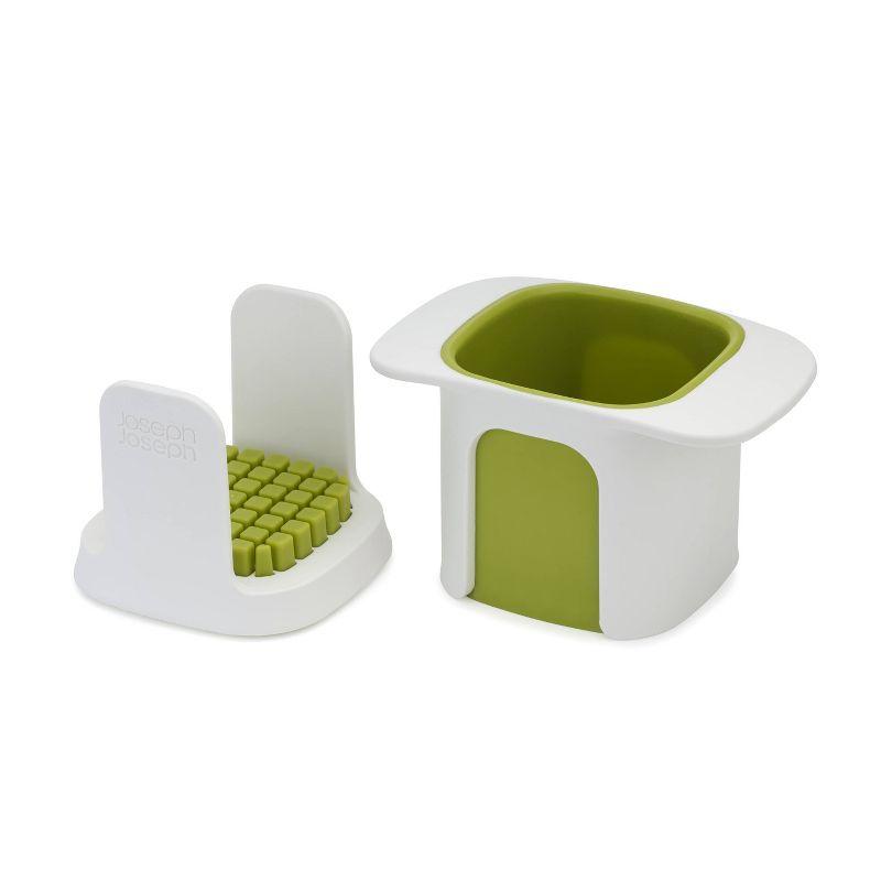 White and Green Box-Shaped Vegetable Chopper with Stainless Steel Blades