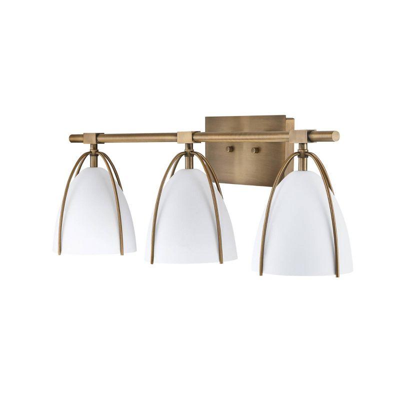 Nathan James (Set of 2) 3-Light Aubrey Farmhouse Wall Light Fixtures Gold Brass/White