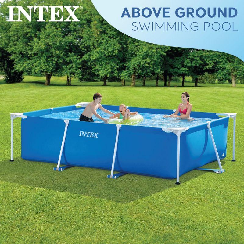 Intex Rectangular Frame Above Ground Outdoor Home Backyard Splash Swimming Pool with Flow Control Valve for Draining