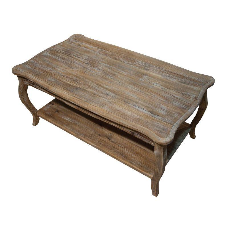 Alaterre Austerity Wood Coffee Table with Open Shelf, Driftwood Natural Finish, Accent & Occasional Furniture, Assemble Required