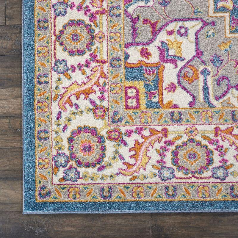 Nourison Passion Colorful Center Medallion Indoor Area Rug Teal Multicolor 6'7" x 9'6"