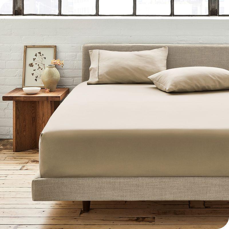 Bare Home 300 Thread Count Organic Cotton Percale Fitted Sheet
