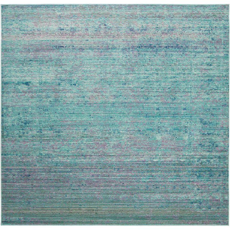 Valencia VAL203 Power Loomed Indoor Area Rug - Turquoise/Multi - 6'7"x6'7" - Safavieh
