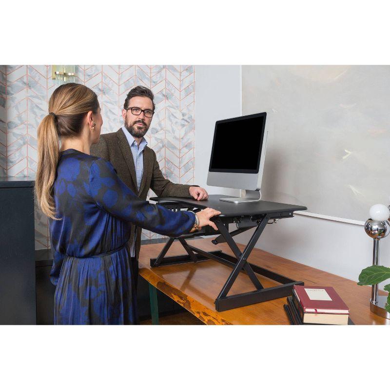 Deluxe 40" Black Metal Wide Standing Desk Converter with Retractable Keyboard Tray