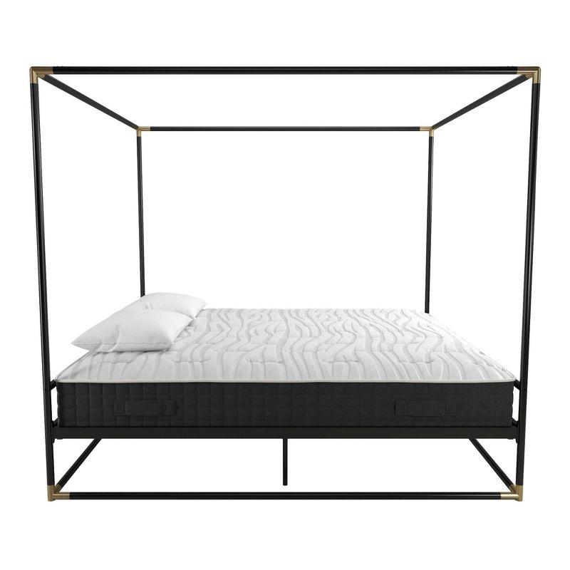 Celeste Black Metal Upholstered King Platform Bed Frame with Slats