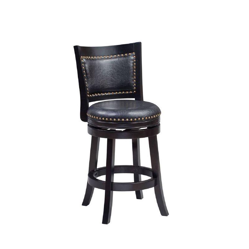 Bristol 24" Black Leather High-Back Swivel Counter Stool