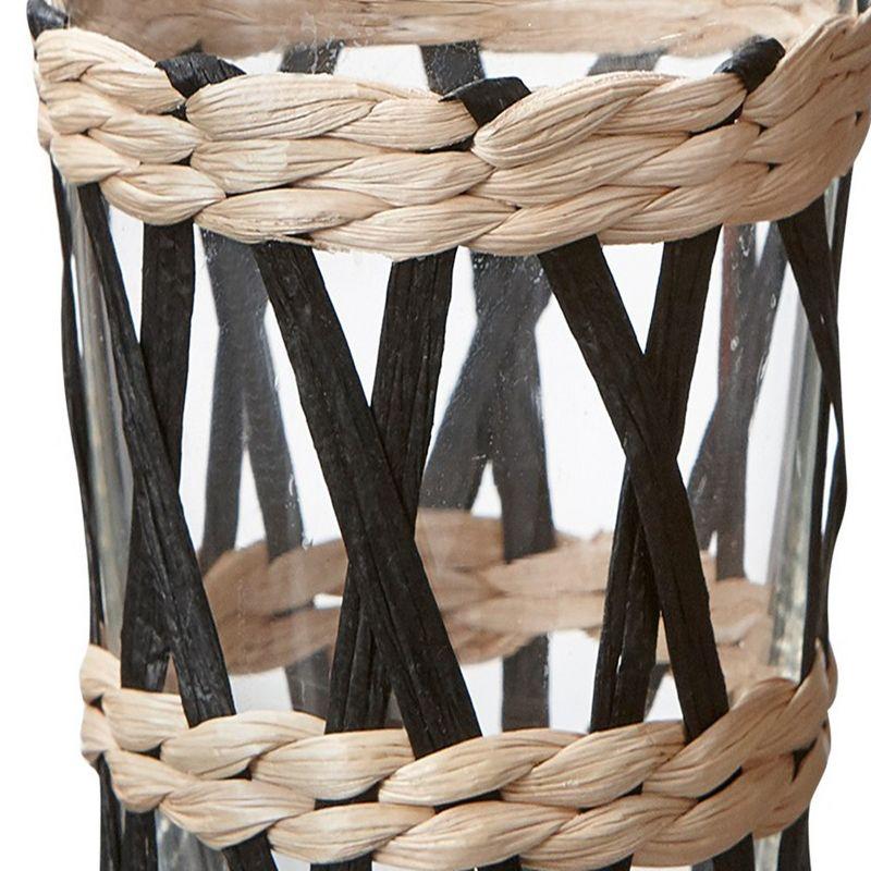 Island Collection Clear Glass Carafe with Black and Natural Woven Sleeve, 40 oz