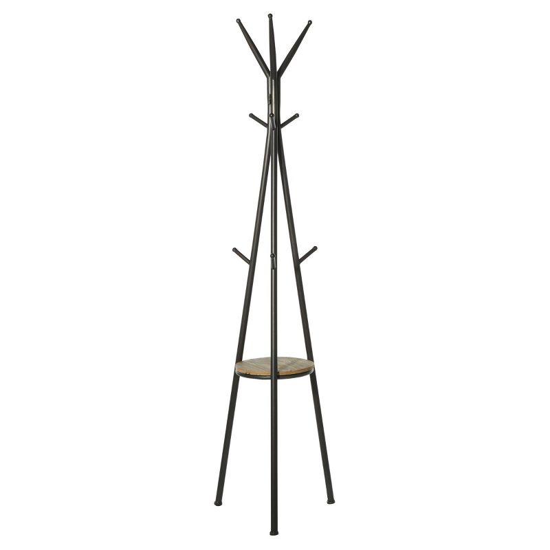 Nordic Black Metal and Wood 3-Tier Coat Stand