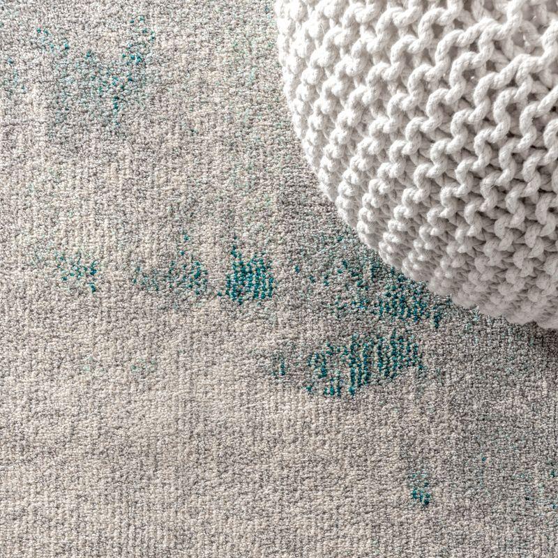 6'x 9' Contemporary POP Modern Abstract Vintage Area Rug, Cream/Blue - JONATHAN Y