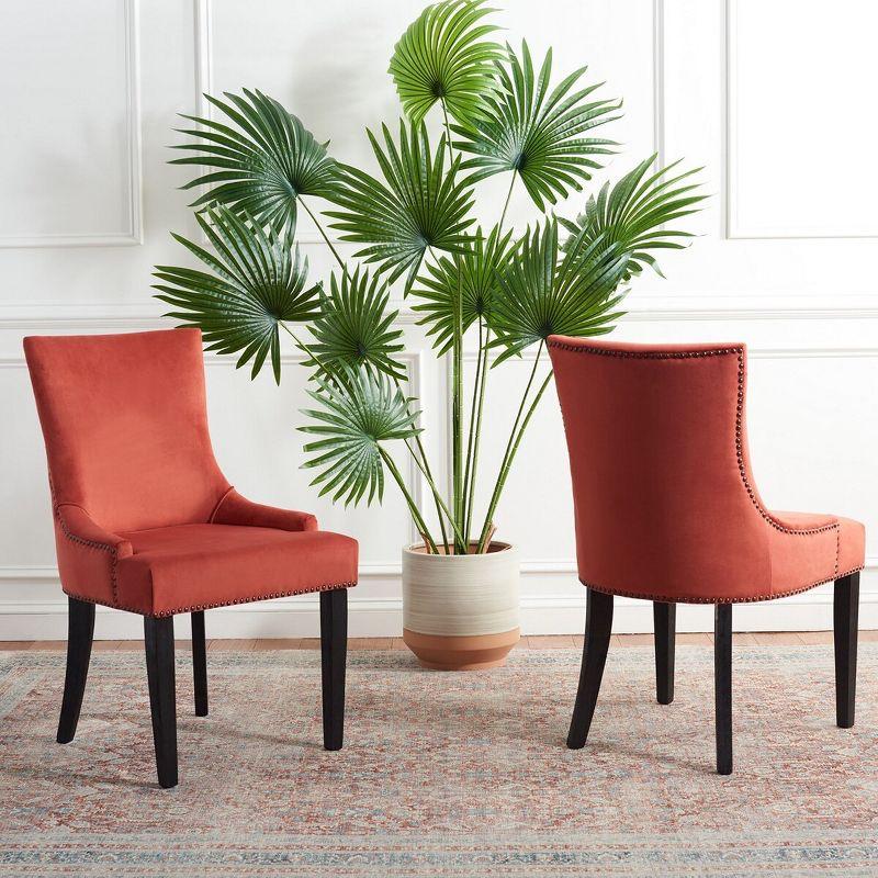 Lester 19''H Dining Chair (Set of 2) with Brass Nail Heads - Rust - Safavieh